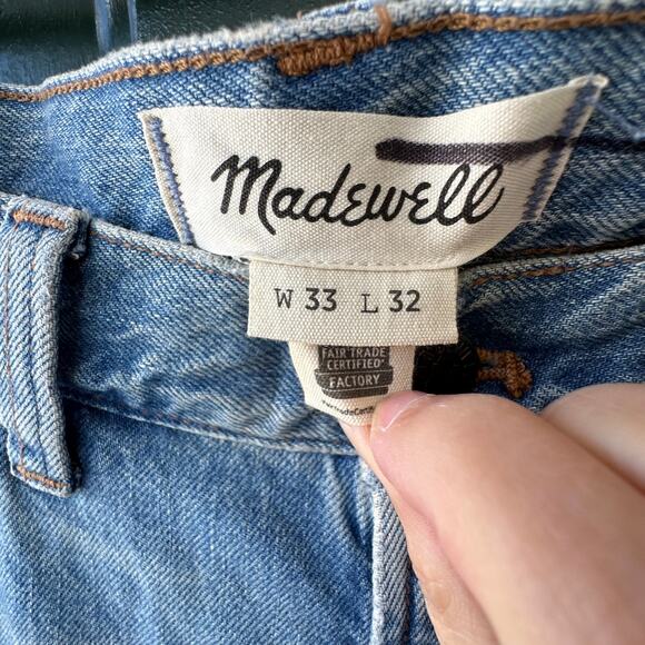 NWT Madewell 1991 Straight-Leg Jeans 33x32 Rigid Denim Distressed Classic READ - Picture 7 of 9